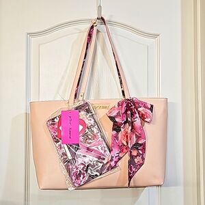 Betsy Johnson pink bag with matching wristlet